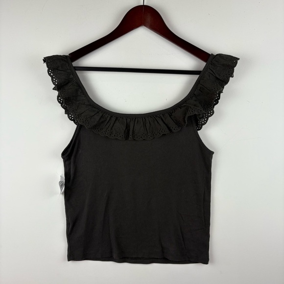 NWT American Eagle Eyelet Trim Scoop-Neck Ribbed Tank Top Women's Size Large - Picture 6 of 6